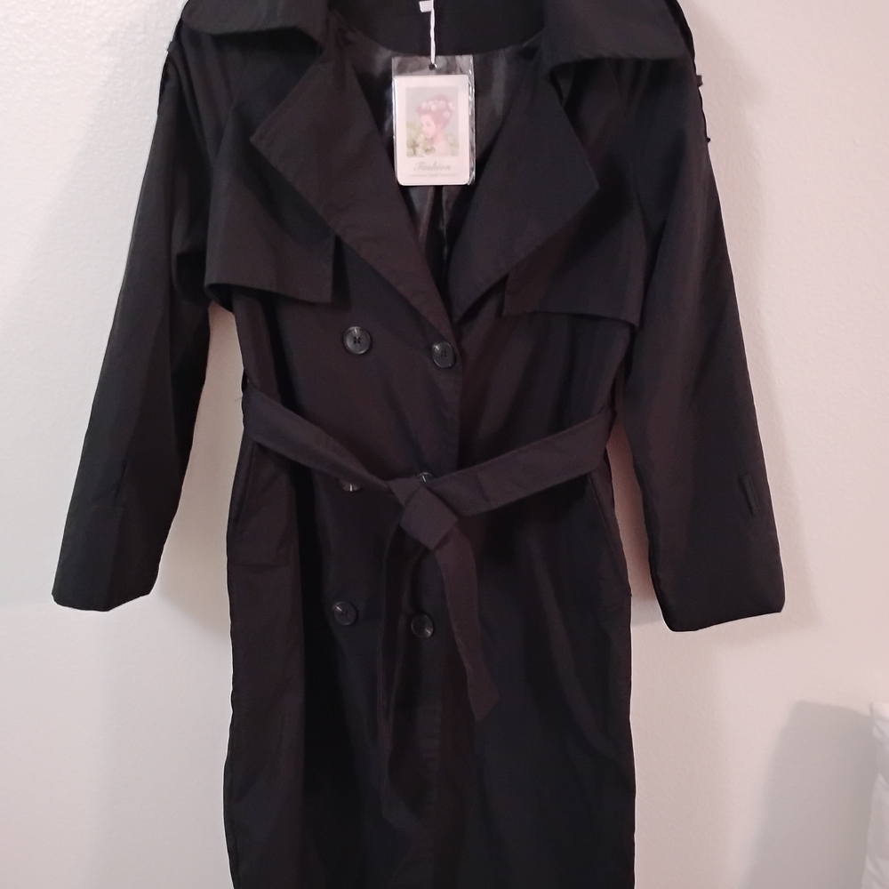 Elegant Black Women's Trench Coat